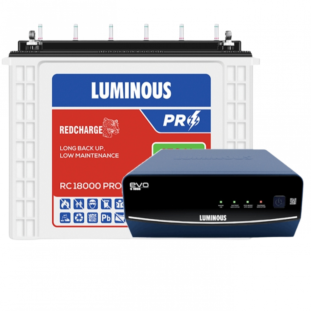 Buy LUMINOUS Evo S 1050 -900VA Pure SineWave Inverter + Redcharge RC ...